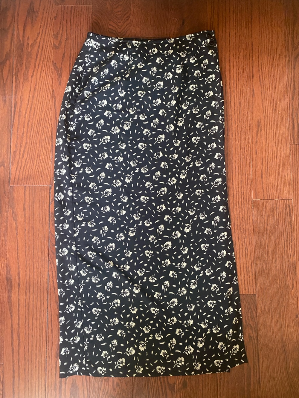 Floral Print Black & White Maxi Wrap Skirt